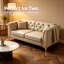 Causeuse modulaire en similicuir Chesterfield avec deux repose-pieds, beige / blanc-872526564