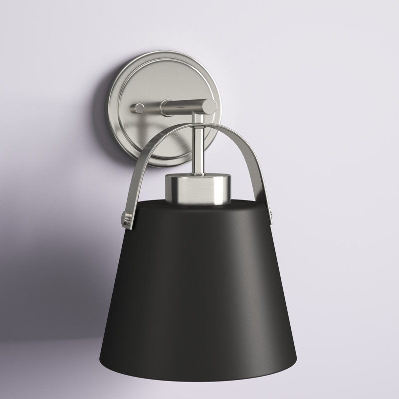 Elizabella Steel Armed Sconce, Matte Black, Brushed Nickel