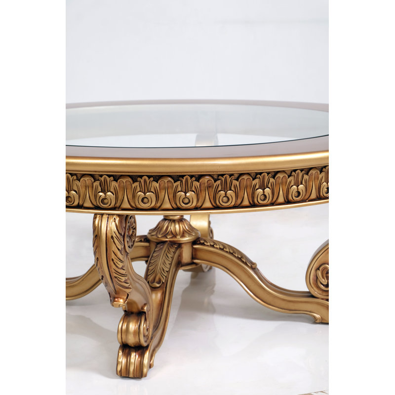 Carlotta Glass Coffee Table, Antique Gold