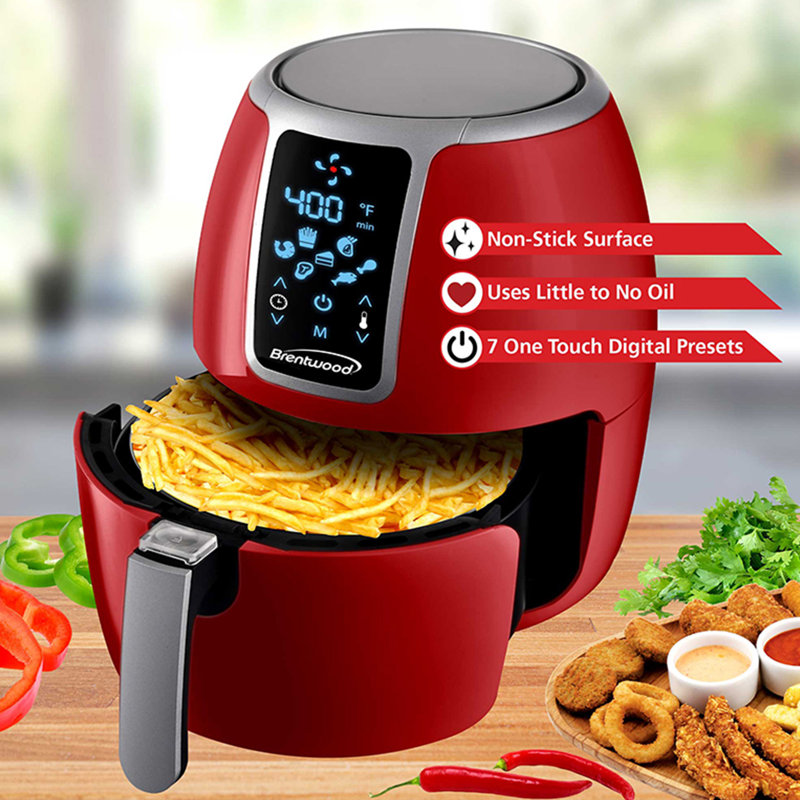 Brentwood 3.8 Qt. Electric Digital Air Fryer, Red