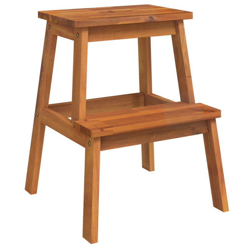 2 Step Stool 15.7"x15"x19.7" Solid Wood Acacia