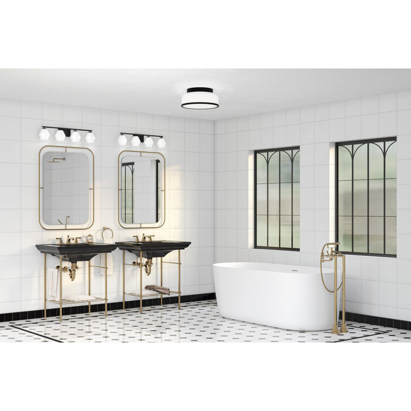 Éclairage pour salle de bain à 4 lumières à intensité variable Athyna, Noir mat