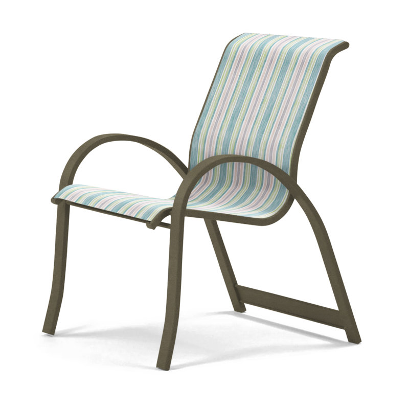 Aruba Stacking Patio Dining Armchair, White, Beachwood