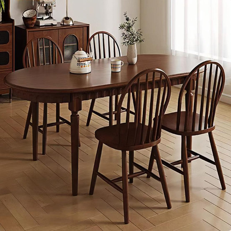 Ensemble de table à manger et de chaises de style rétro français, Brun clair