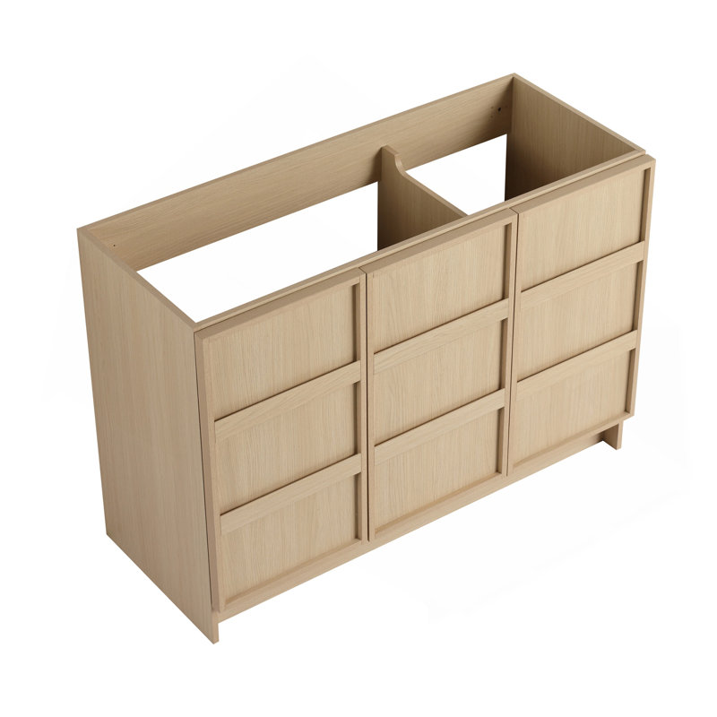 Meuble-lavabo autoportant 48 po et 3 portes d'armoire à fermeture en douceur, contreplaqué, chêne Dune (KD-PACKING)