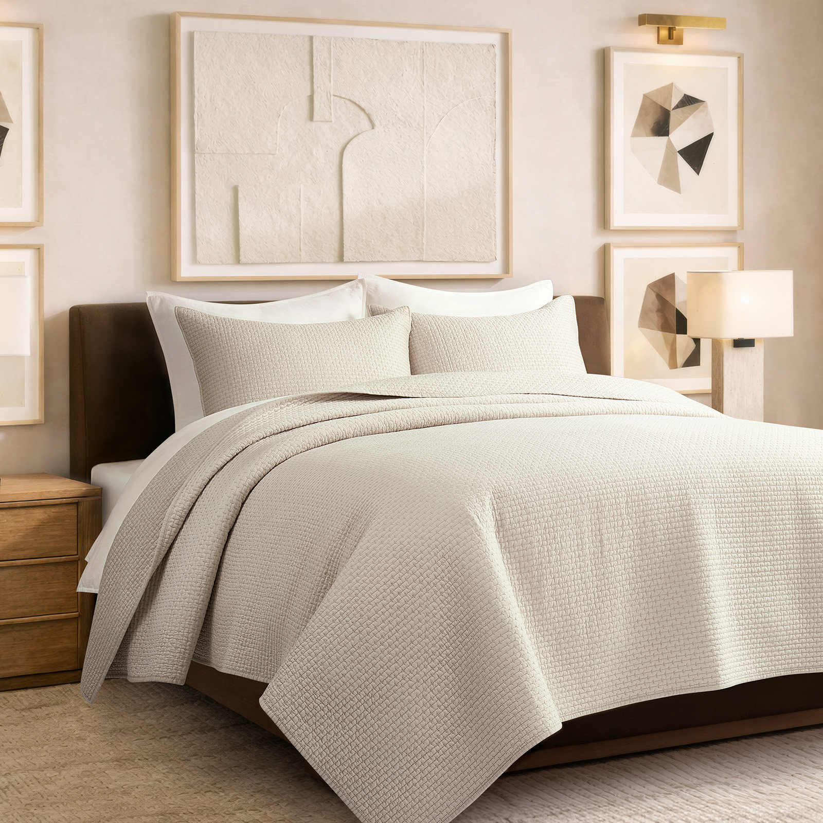 100% Cotton Sateen Quilt Set - Lightweight Breathable Coverlet With Pick-Stitch Design, Reversible & Pre-Washed For All-Season Comfort