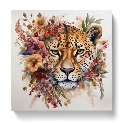 Leopard Floral Art No.1 - Wrapped Canvas