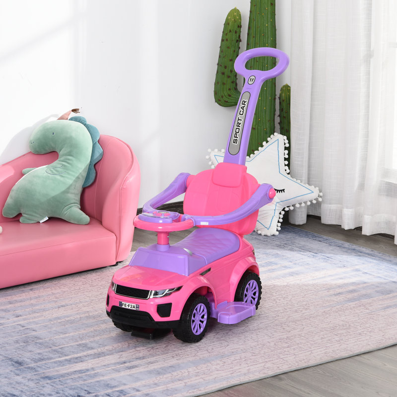 Pink and Purple 3-in-1 Kid's Ride-On Push Car