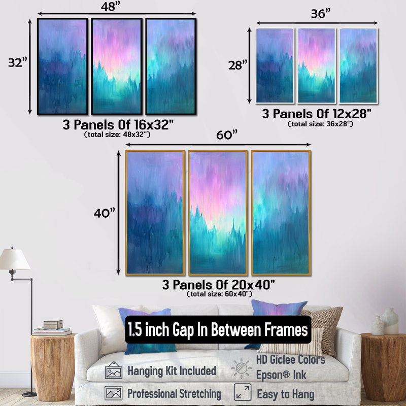 Ensemble de salon Aurora Bloom Minimal Sky Horizon II - Sky Wall Art, 28" H x 36" W, Reproduction avec cadre flottant, Noir