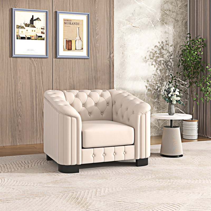 Fauteuil rembourré simple, Beige