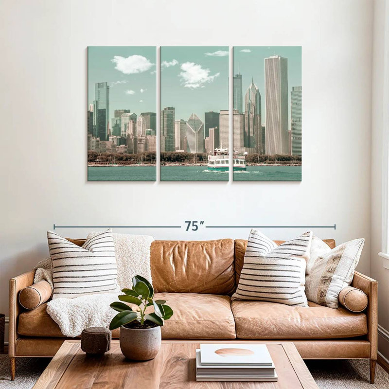 Style rétro Sirci Chicago Skyline, H 36 po x l 57 po