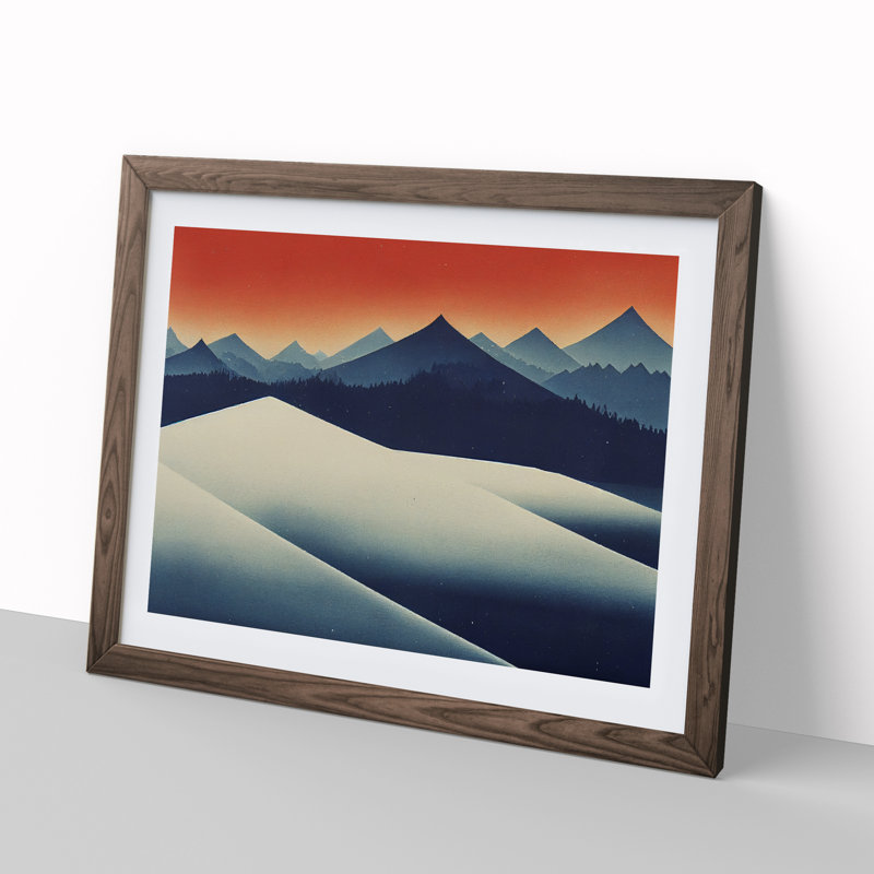 XH1022-10228X Winter Landscape Abstract - Single Picture Frame Print, 34cm H x 46cm W x 2cm D, Walnut Framed