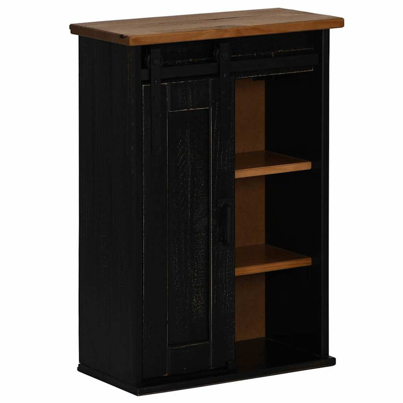 Hanging Cabinet HALDEN With Sliding Door 49X22.5X70 Cm Pine, Black
