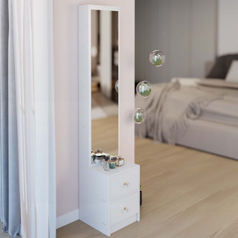 Armoire à miroir, rangement multicouche grande capacité, Blanc