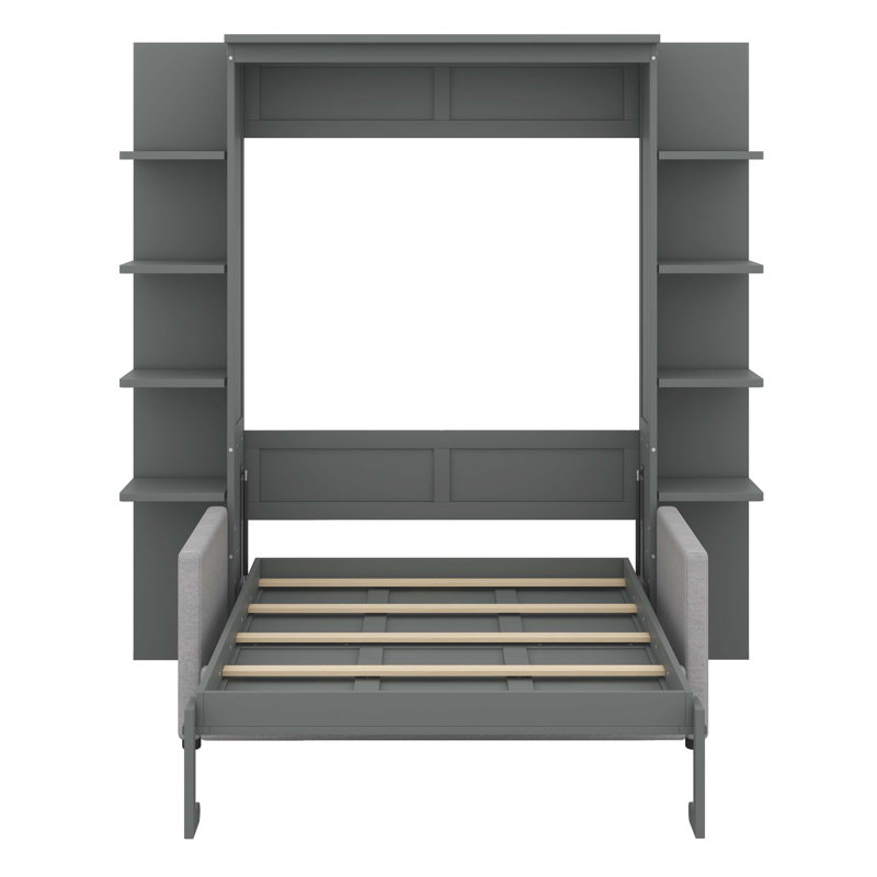 Versatile Queen-Sized Murphy Bed Converts Effortlessly Into A Comfortable Sofa, Grey