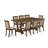 6 Piece Set a Distressed Jacobean Top Table in Trestle Base with Wood Bench and 4 Coffee Linen Fabric Dining Chairs - Distressed Jacobean Finish-1117481765-1186733993