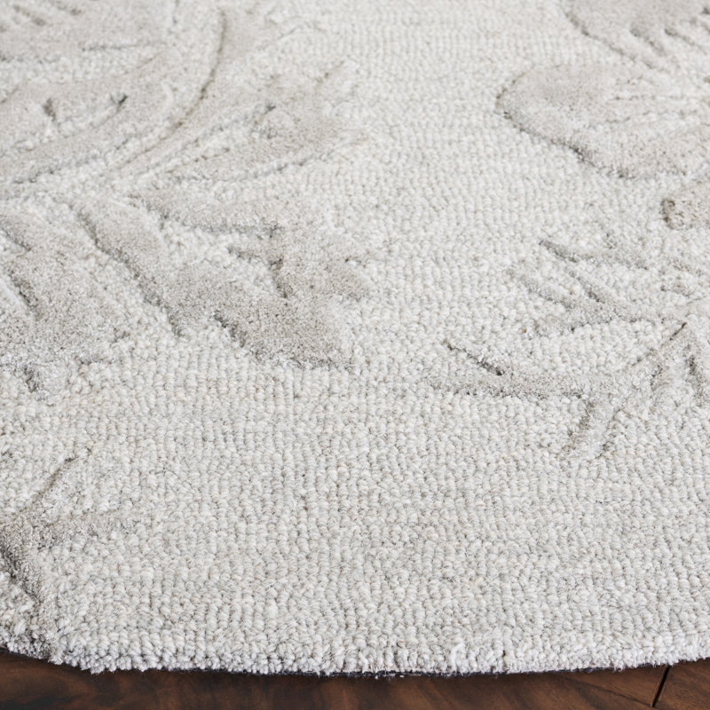 Glamour 151 Hand Tufted Wool/Cotton/Viscose Floral Rug in Light Green, Round 6'