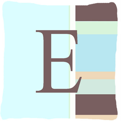Lettre monogramme initiale bandes bleues intérieur/extérieur Throw Pillow