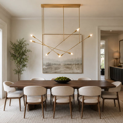 Transitional 8 Light Brass Linear Chandelier