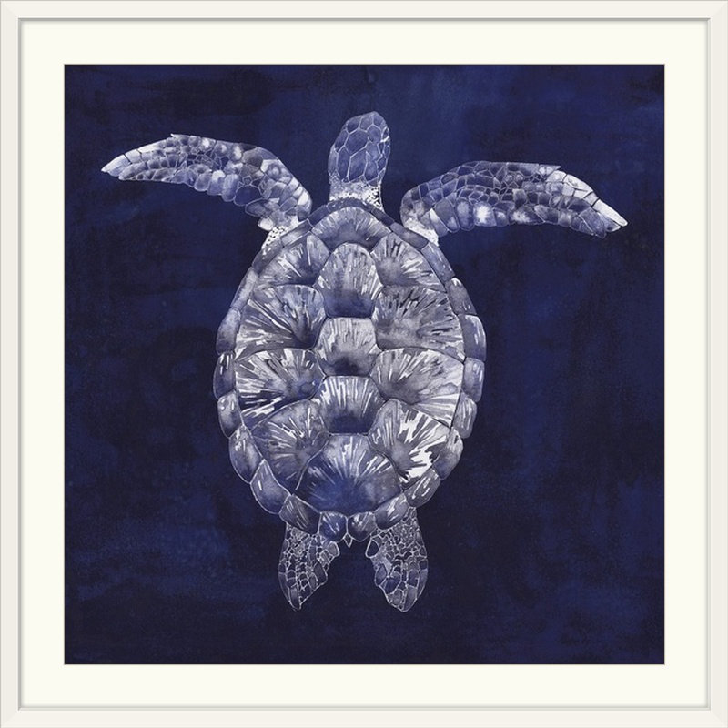 « i », reproduction d’impression dépilée Sea Turtle Shadow, H 32 po x l 32 po x P 1 po, Cadre blanc