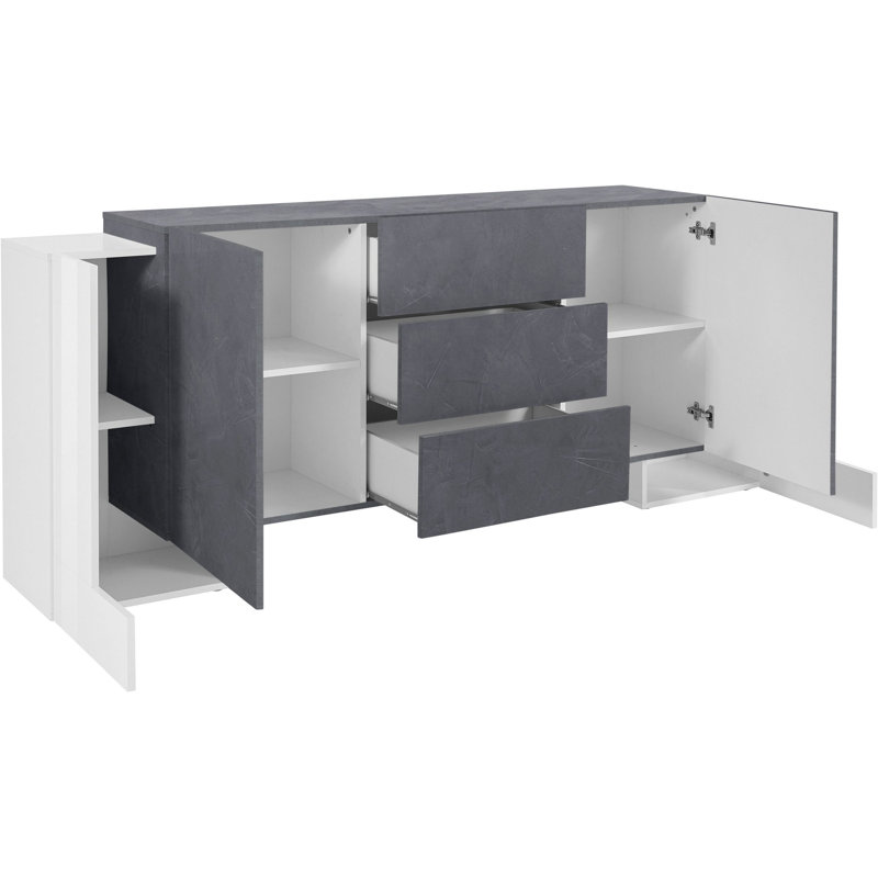 Nicholson 210 Cm Wide 3 Drawer Sideboard, White/Grey