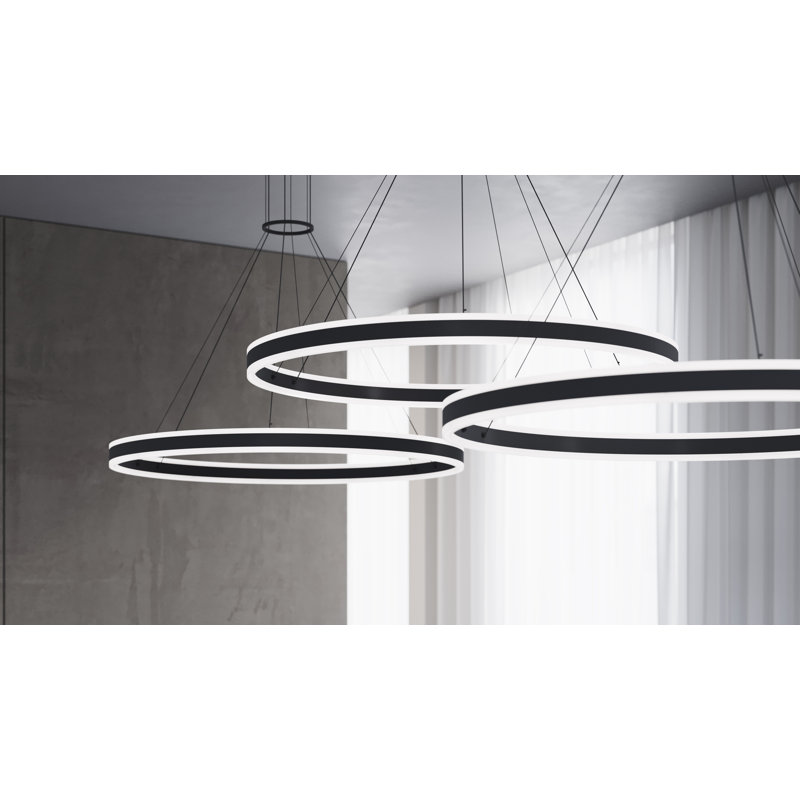 Double Corona 2 - Light LED Chandelier, Satin Black
