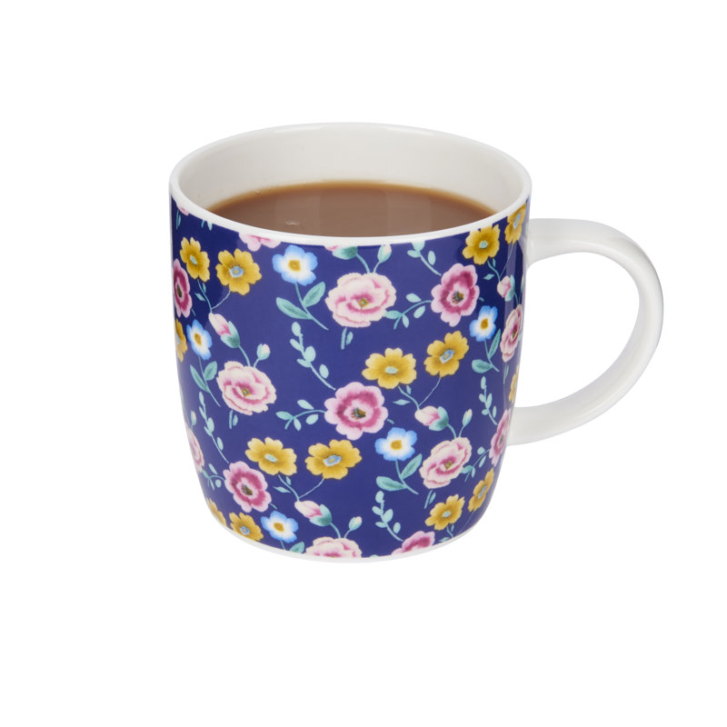 KitchenCraft 425ml Navy Floral China Mug