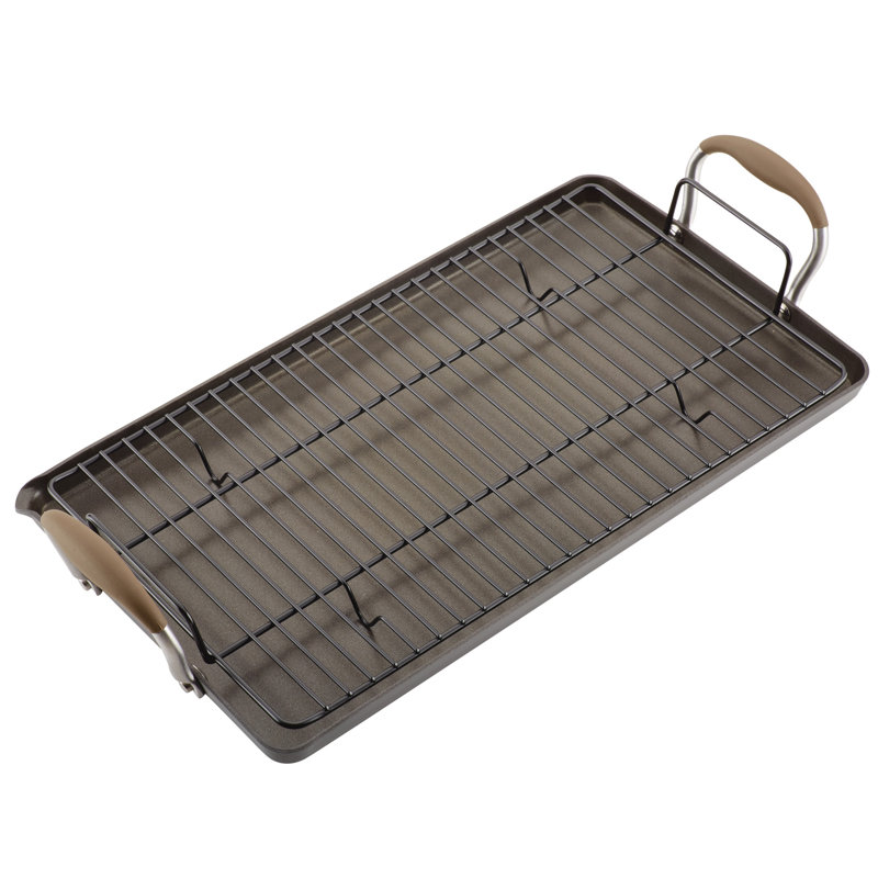 Anolon Advanced Home Hard Anodized Nonstick Double Burner Griddle, 10 Inch X 18 Inch, Brown