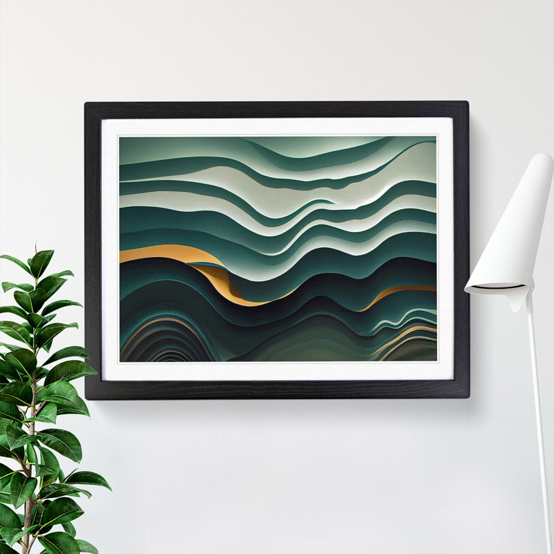 Flashy Modern Abstract - Single Picture Frame Print, Black, 34cm H x 46cm W x 2cm D