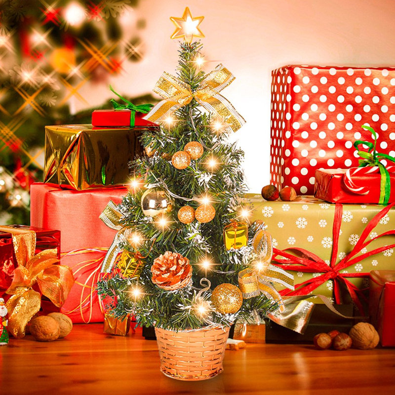 Arbre de Noël doré 17,7 po H, Jaune