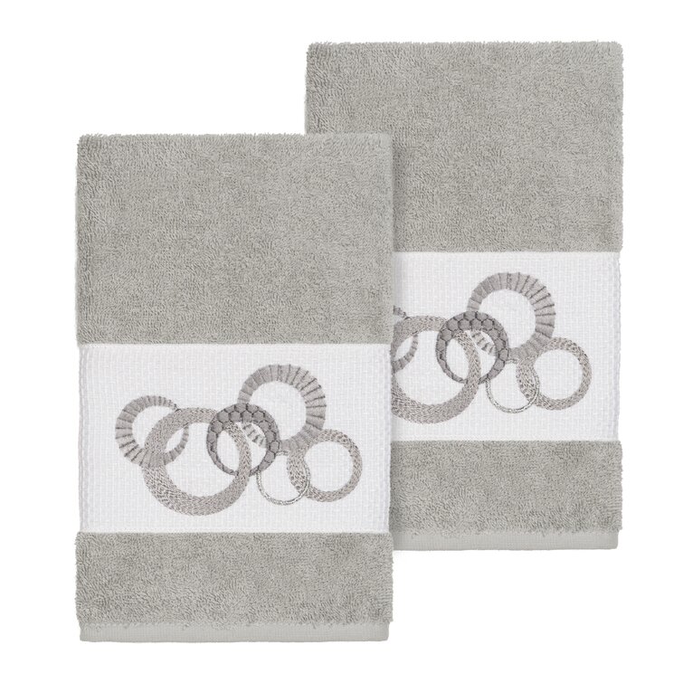 Orren Ellis Byblos Embellished Turkish Cotton Hand Towel (Set of 2), Gray