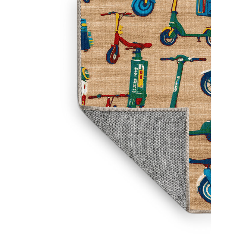 Machine Washable Transportation Brown Area Rug, Rectangle 8' x 10'