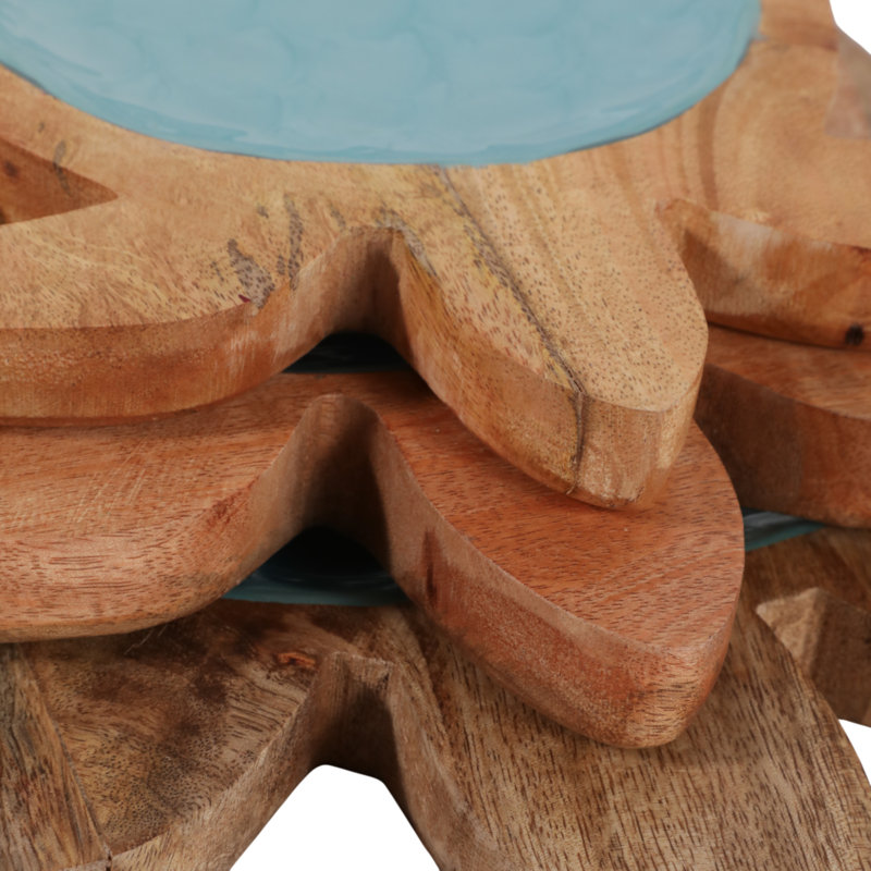 Coastal Decorative Accents For Coffee & Dining Table - Centerpiece Display For Home And Entryway Organizer - Set Of 3, 16", 13?, 11?, Blue & Brown