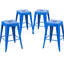 Tabourets de bar en métal sans dossier, ensemble de 4, bleus, hauteur comptoir 61 cm, finition rouille - Design gain de place, 4 tabourets bleus, gain de place, pour salle à manger