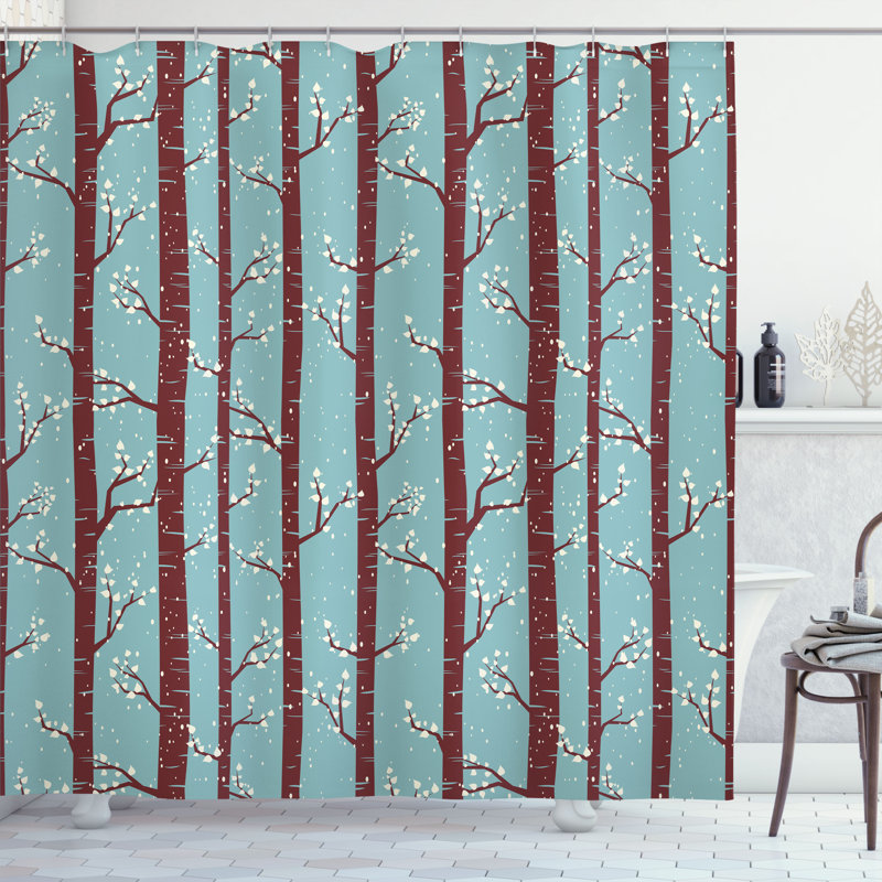 Dakota Fields Forest Shower Curtain Birch Tree Silhouettes, 70''H x 69''W