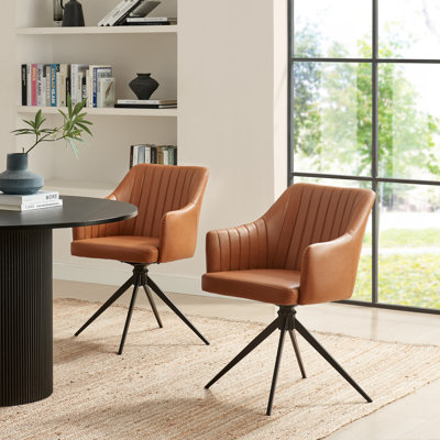 Chaise de salle à manger et de bureau pivotante en faux cuir Cleother Luxury