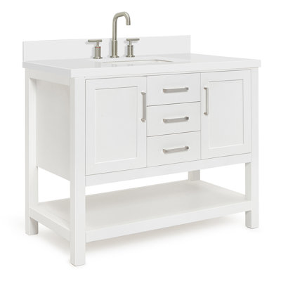 Meuble-lavabo simple avec comptoir en quartz blanc