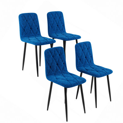 Ensemble de 4 chaises de salle à manger, chaises de salle à manger de cuisine, siège rembourré en velours et pieds en métal robustes