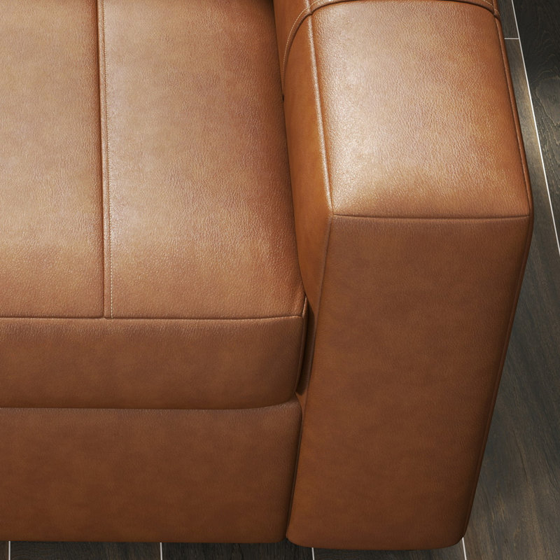 Latitude Run® Caro Leather Upholstered Loveseat, Brown