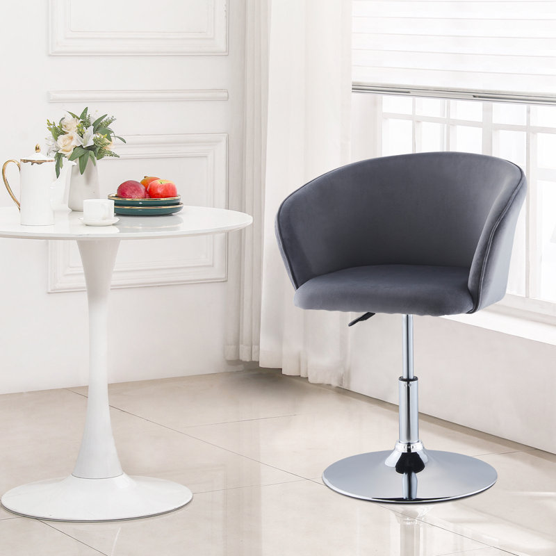 Warran Swivel Upholstered Adjustable Height Counter Stool with Metal Frame, Grey