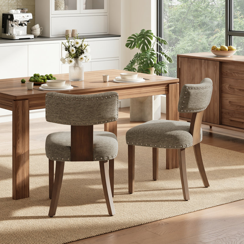 Chaise rembourrée avec coussin épais, pieds en bois massif, Brun