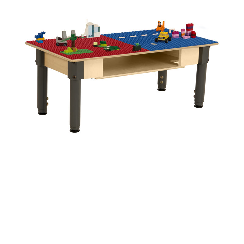 Ensemble de table et de chaises pour enfants à hauteur réglable, H 18,5 po x L 35 po x l 15,5 po, Rouge/bleu