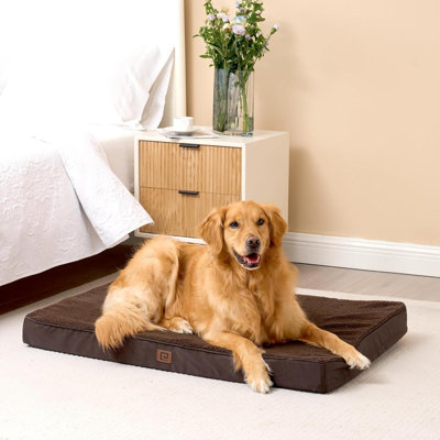 Orthopedic XL Dog Beds For Extra Large Dogs With Removable Washable Cover For Crate, Beige, 41X27