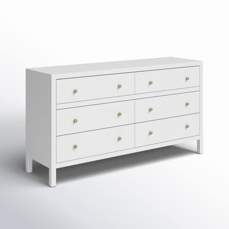 Nora 6-Drawer Dresser, Textured White