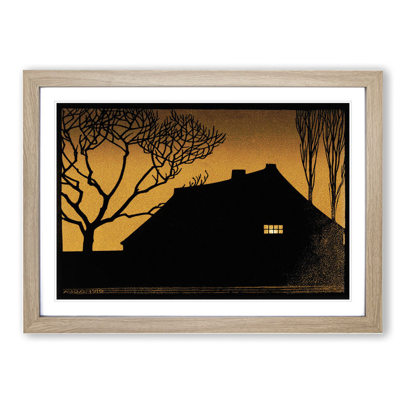 Winter Evening by Julie De Graag - Picture Frame Painting, 36cm H x 48cm W x 2cm D, Oak Framed