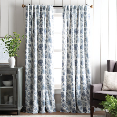 Blue Floral Curtains & Drapes