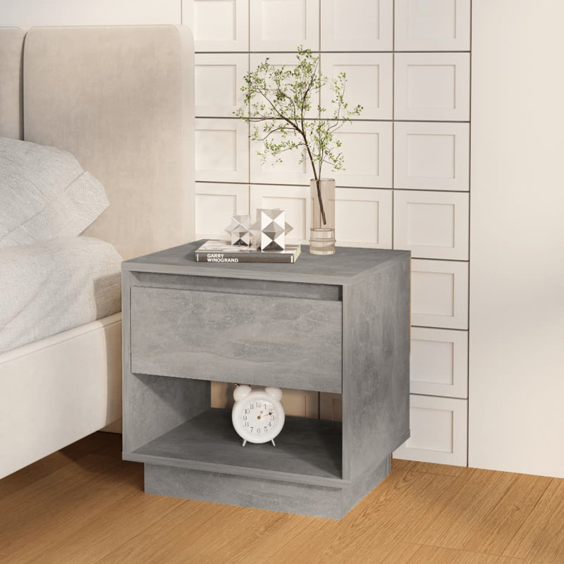 Liaba 45 cm W Bedside Table, Grey