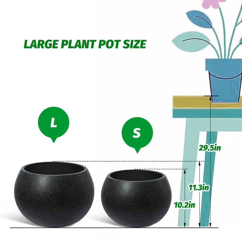 Pot Planter, Black, 54.5cm H x 36.5cm W x 36.8cm D