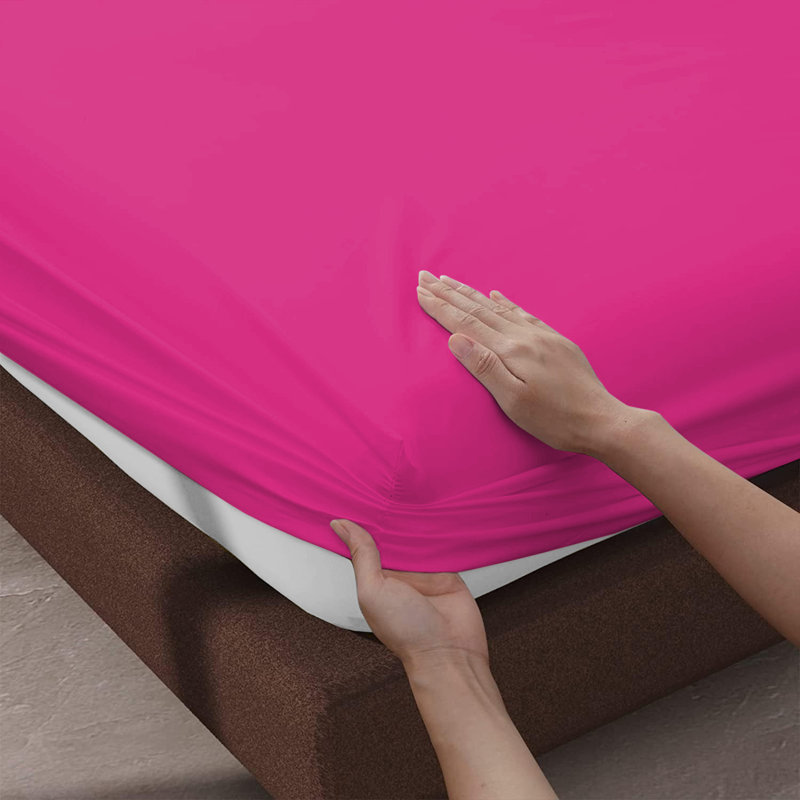 Leila Microfiber 25cm Deep Pocket Fitted Bed Sheet, Kingsize (5'), Pink