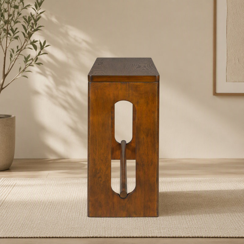 Console en bois avec tiroir, Brun, Brun, Brun